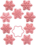 6-Pointed Snowflake Cookie Stamps Plastic Pink 9 Patterns Christmas