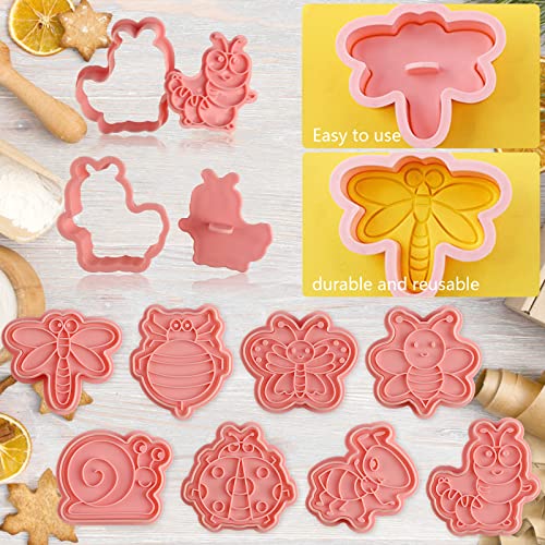 Insect Cookie Cutters Set, 8 Pcs Cookie Cutter with Plunger Stamps - color: Insect Cookie Cutters With Plunger Stamps