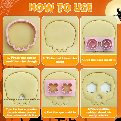 HUAKENER Halloween Cookie Cutters Set, Skull Cookie Cutter, Biscuit Molds - color: Skull