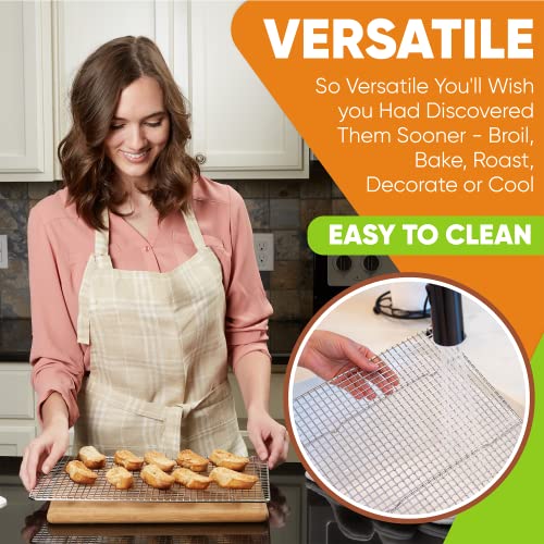 Spring Chef Stainless Steel Oven Safe 10"x15" Cooling Rack & Large Dough Blender & Biscuit Cutter Set, Black - 2 Product Bundle