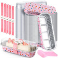 Tioncy 50 Set Mini Pink Dot Loaf Pans with Lids Spoons Stickers 6.8oz - style: Pink Dot