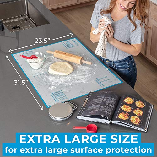 Silicone Pastry Mat XXL, Extra Large Dough Rolling Mat for Baking & Pizza
