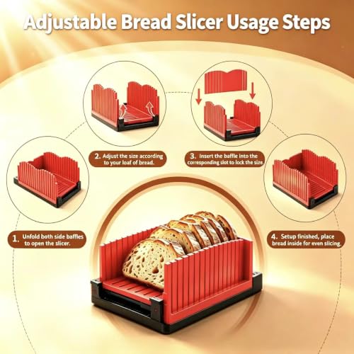 Bread Slicer Adjustable Foldable Cutter BPA Free white