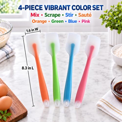 HiramWare Silicone Spatula Set of 4, Heat Resistant, Food Grade - size: 4 Small(Blue, Green, Orange, Red)