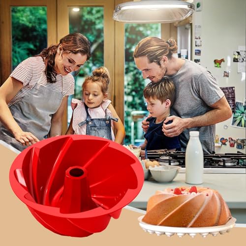 saphe Silicone cake pan, Bakeware Non Stick 10 inch round Cake Pan for making Cake, Jello, Gelatin, Bread, Brownie, Silicone fluted Cake mold - size: 10inch