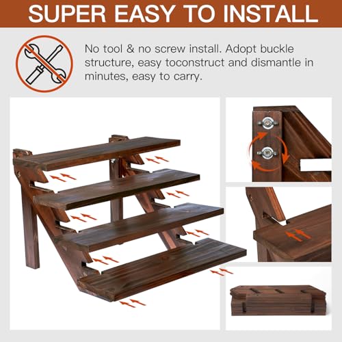 DAOYOUSKY Wooden Rustic Cupcake Stand for 24 Cupcakes, Stepped Wood Display Stand for Weddings, Tiered Party Table Display Riser for Food , Dessert, Cookie, Decor, Craft Show, Brown - color: Brown - 1Pcs