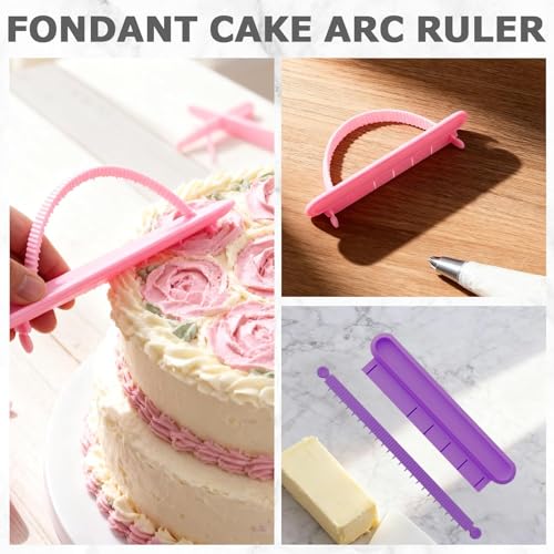 3PCS Fondant Cake Arc Ruler, Adjustable Premium Plastic Decorative Marking