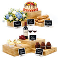 6 Pack Wooden Buffet Risers Cupcake Stand Buffet Display with Mini Signs - color: Beige, size: 6 Pcs