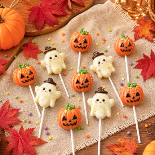 Halloween Cake Pop Mold with Sticks and Wrappers Kit - color: Pumpkin&Ghost(Orange)