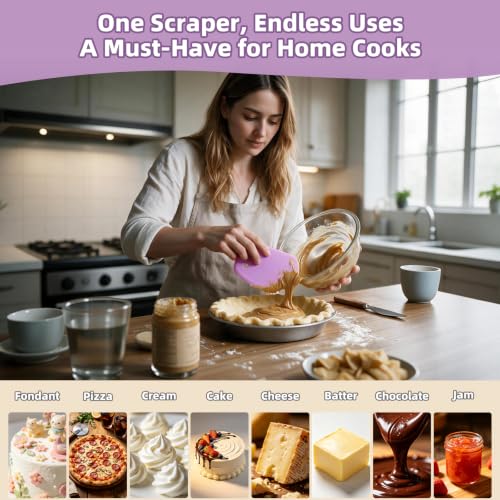 Silicone Dough Scraper with Metal Core Flexible Bowl Scraper Bread Baking - color: Gray & Purple
