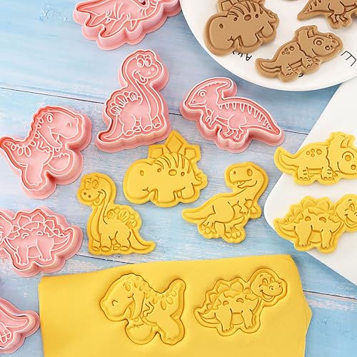 8Pcs Dinosaur Cookie Cutter T-Rex Triceratops Biscuit Molds for Kids Baking - color: Dinosaur B