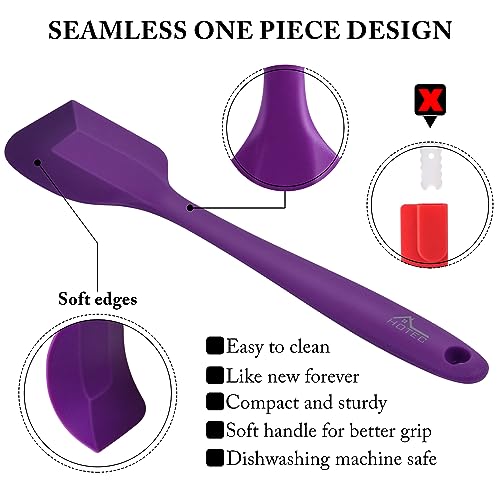 HOTEC BPA-Free Silicone Rubber Spatula Set, Purple, Set of 5 - color: Purple