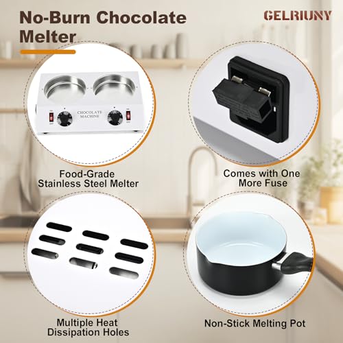 2026 Upgrade Chocolate Melting Pot,2x1L Chocolate Melting Machine(80W,110V) - size: Double Pots