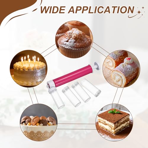 uxcell 2Pcs Manual Air Brush Cake Decorating Cake Air Brush Kit Red - color: Red/Purple
