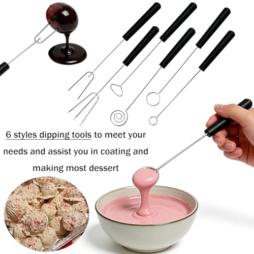 6 Candy Chocolate Dipping Fork + 2 Culinary Drawing Decorating Spoon Set - size: 6 Chocolate Dipping Tools+2 Decorating Spoon