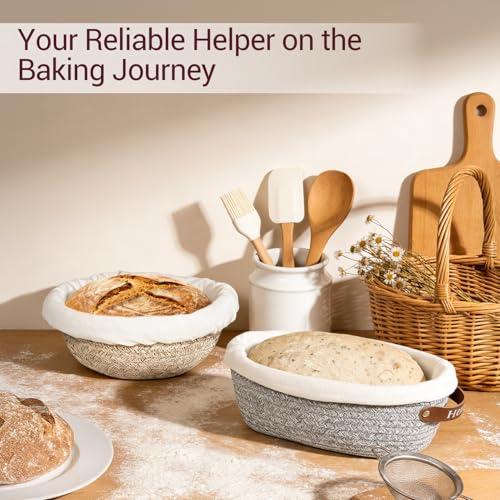 Proofing Basket Banneton Bread Basket Cotton Rope Sourdough Proofing Basket - color: A2-Khaki/Grey