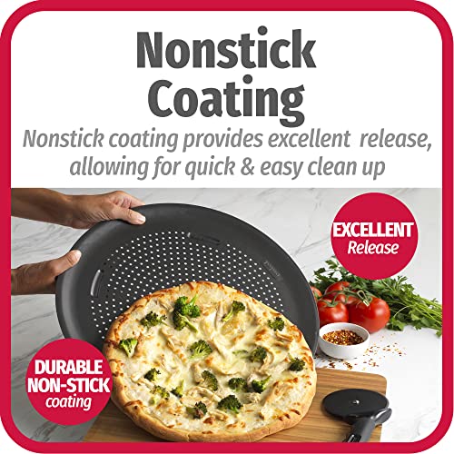 GoodCook AirPerfect Nonstick 16” Pizza Pan - Set of 2 - Pizza Trays for Oven, Perforated Round Pizza Pan, Carbon Steel Baking Pan, Homemade, Frozen & Leftover Slices - style: 2 Pans