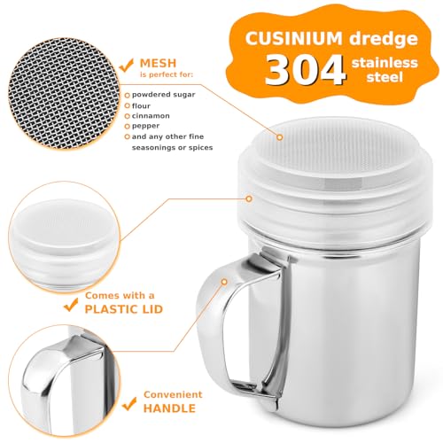 Accmor Powdered Sugar Shaker Duster, Cinnamon Shaker Flour Duster Sifter, Fine Mesh Stainless Steel Shaker for Sugar Flour Cocoa Coffee Bar, 6 Ounce, 3 Pack - size: 6 Ounce