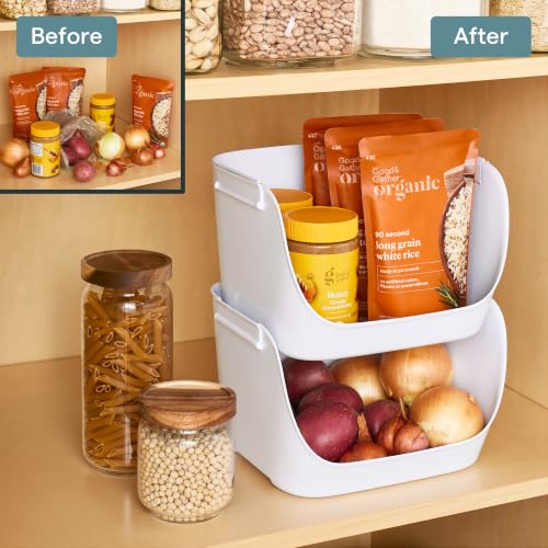 YouCopia ShelfBin Stacking Pantry Bins, 2-Pack, Stackable Storage Basket Organizers for Kitchen and Cabinet Organization - size: Stacking Bins