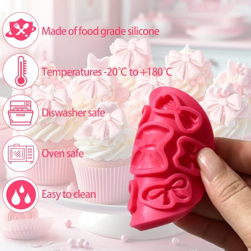 Bow Chocolate Silicone Molds, 9 Cavities Bowknot Coquette Fondant Mold - style: Bow-9 Cavities
