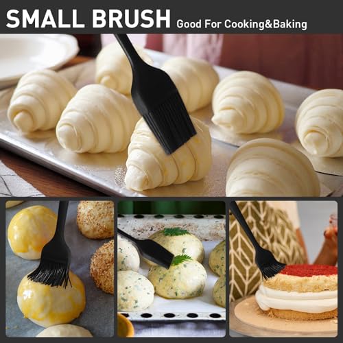 Begonia Silicone BBQ Sauce Brush, Black, 2pcs 10+8 inch Food Brush - color: Black