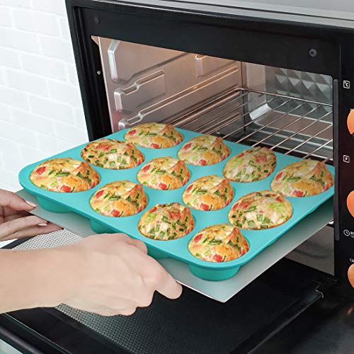 CAKETIME Silicone Muffin Pan Set, Cupcake Pans 12 Cups Silicone Baking Molds, Food Grade, Pinch Test Approved, Pack of 2 - size: 12-Cup Regular