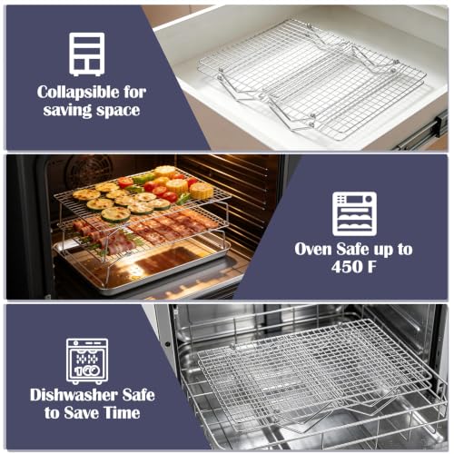 P&P CHEF 2 Tier Stackable Cooling Racks for Cooking and Baking, 15" x 10"