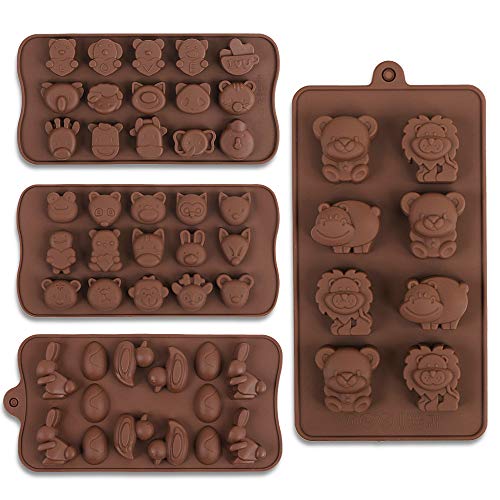 Diverse Animal Silicone Chocolate Making Molds, Food Grade Silicone for Chocolate, Candy, Ice Cube, Dog Treats. 4 Pcs
