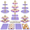 Pack of 11 NWK Cake Stand Set of Cupcake Stand, Tray & Table Cloth (Purple) - color: Purple
