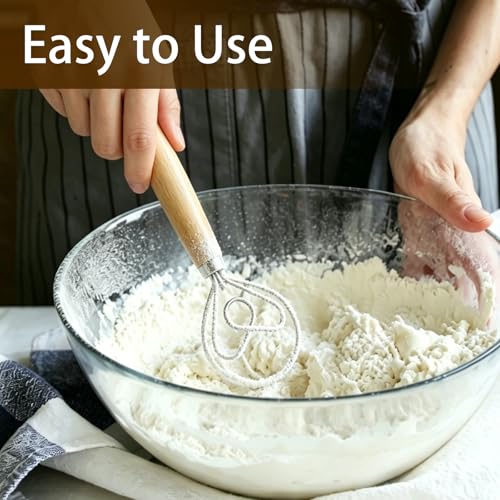 13" Danish Dough Whisk, Stainless Steel Heart Hook with Wood Grip - color: Heart-shape
