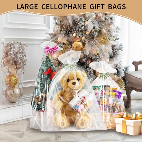 Jumbo Large Clear Cellophane Gift Bags 40x50 Inch for Large Gift Baskets - size: 40x50 Inch