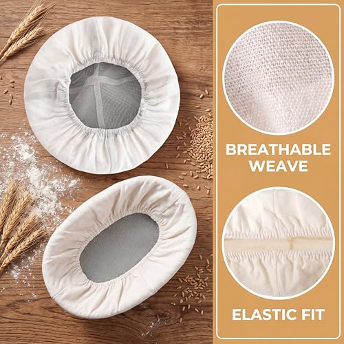 4Pcs Bread Proofing Basket Liners 2 Oval & 2 Round 10 Inch Covers