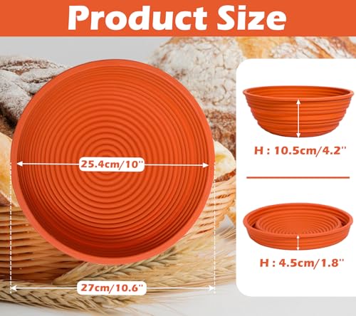 Webake 10" Large Round Silicone Bread Proofing Basket, Collapsible Silicone Banneton Basket for Sourdough Bread Baking, BPA-Free - style: Round L