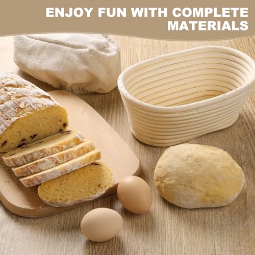 Banneton Bread Proofing Basket, 2 Pack 10 inch Oval Shaped Sourdough Banneton Baskets, Banneton Bread Basket for Sourdough Baking Supplies - size: 10Inch