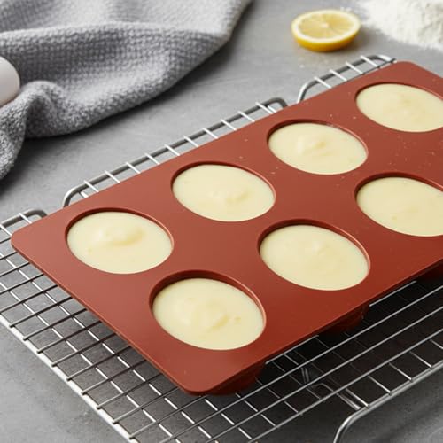 3Pcs 8-Cavity Easter Silicone Egg Molds, Egg Shaped Cake Pop Mold, Baking Supplies for Making Chocolate Jello Candy Dessert Muffin Mousse Pastry (Brick Red) - color: Brick Red