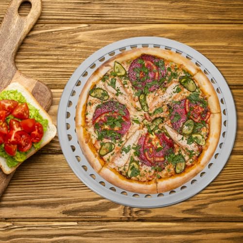 Amosfun 8 inch Round Perforated Stainless Steel Pizza Pan for Oven - size: 20X20X0.5CM