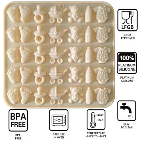 3Pcs Chocolate Mold - Onesie Pacifier Silicone Mold, Bite Size Chocolate Candy Molds for Cake Cupcake Decoration - color: Baby Shower Molds