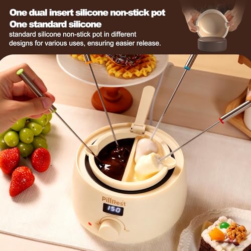 Chocolate Melting Pot, Electric Fondue Pot Set for Candy Melts & Cake Pops - color: Cream