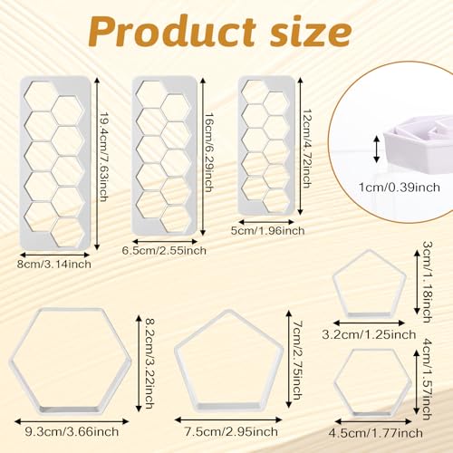 Bewudy 7 PCS Football Cookie Cutter, Hexagon Cookie Cutter Football Mold