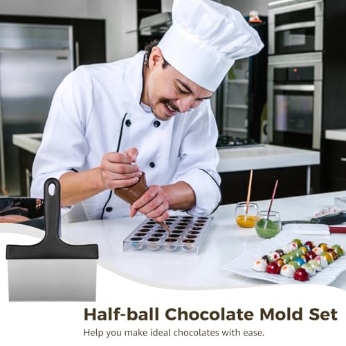 Polycarbonate Chocolate Molds, Chocolate Candy Mold with Chocolate Scraper, Half Ball Chocolate Making Molds for Smoothing Cheese, Cream (A) - color: A
