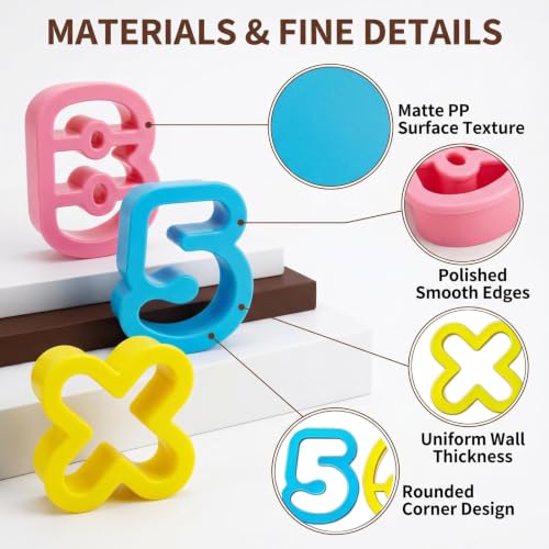 41PCS Alphabet Number Cookies Cutters Set, Letter Playdough Cutters with Mathematical Symbols, Plastic Fondant Molds for Cake Decorating Crafting