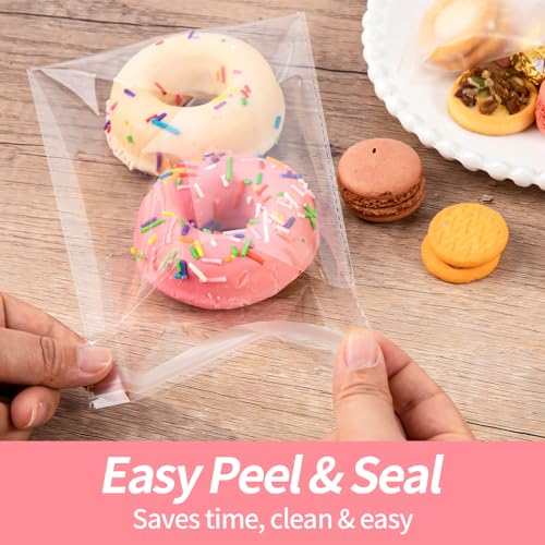 Docvania Clear Resealable Cellophane Bags 6 X 6 Inch Self Sealing Cellophane Bags, 50Pcs Cookie Bag with Seal Packaging Treat Bag for Wrapping Bread, Soaps, Candies and Party Favors - size: 6x6 Inch (Pack of 50)