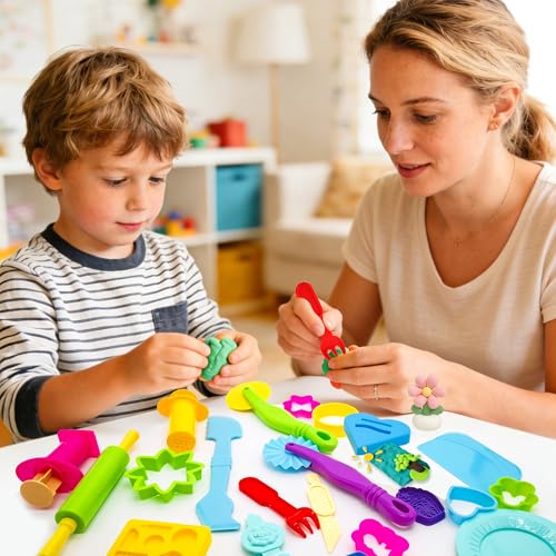 Dough Tools 49pcs Dough Tools Play for Kids Includes Cutters,Roller,Rolling Pins,Safety Scissors,Plastic Knife,Birthday Cake Molds - style: 49pcs