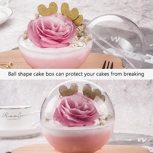 Cabilock Transparent Ball Shape Cake Container 6-Inch Portable Round Plastic Dessert Carrier Dome for Mousse Cake Storage 10-Pack - size: 500ml