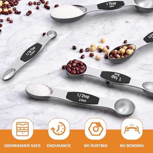 Wildone Stainless Steel Magnetic Measuring Spoons with Strong Magnets, 14pc - color: Black