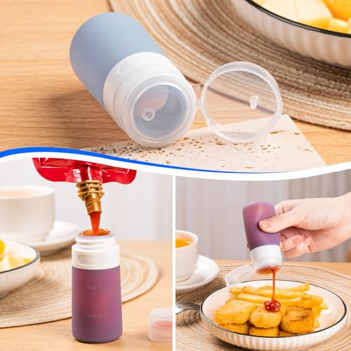MICEBAY 8-Pack Salad Dressing Container, Leakproof Squeeze Bottles - color: Blue