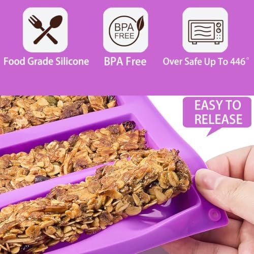 8 Cavity Chocolate Silicone Molds，Rectangle Candy Bar Baking Mold - color: 2PCS Purple