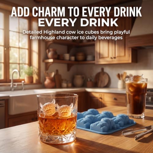 3D Mini Highland Cow Ice Cube Silicone Mold, Cow Shape Ice Tray
