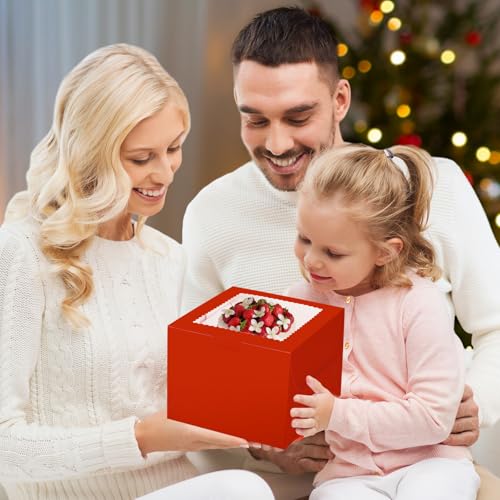 KPOSIYA 40pcs 6x6x5 In Cake Boxes with Cake Boards（20 Boxes & 20 Boards） - color: Red, size: 6x6x5 inch