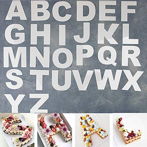 26Pcs A-Z Alphabet Cake Stencils, 6 Inch Letter Molds for Baking - size: 6 Inch